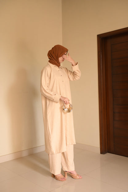 Essence Coord Set- Beige- Crush Linen