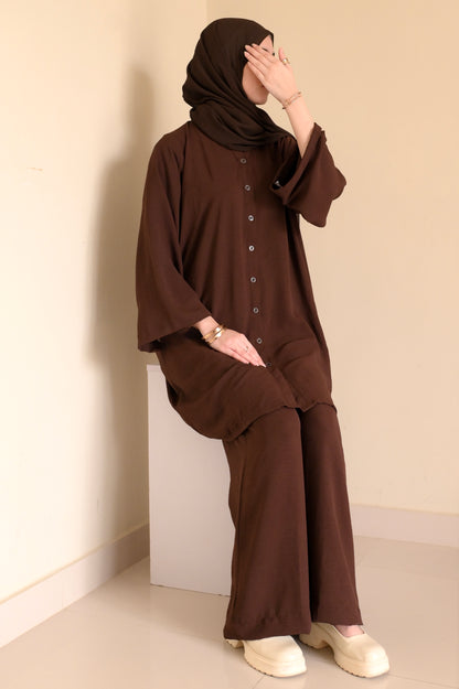 Button Down-Modest Coord Set- Choco