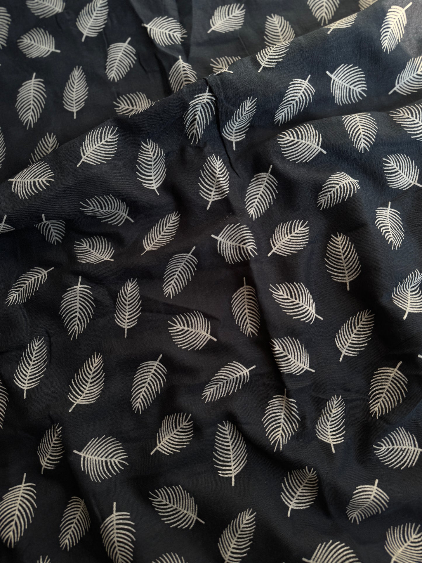 Block Print Feathers- Navy Blue
