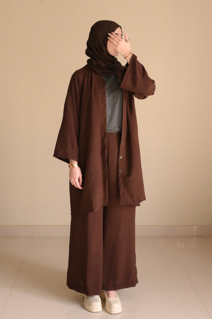 Button Down-Modest Coord Set- Choco