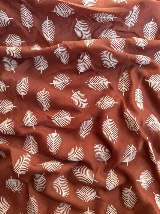 Block Print Feathers- Penny brown