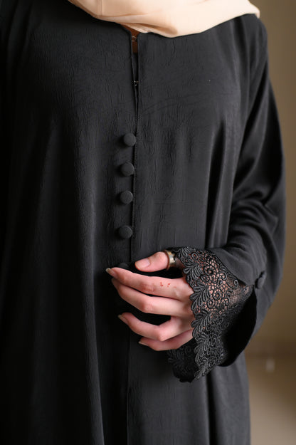 Arwa Luxe Coat Abaya- Black