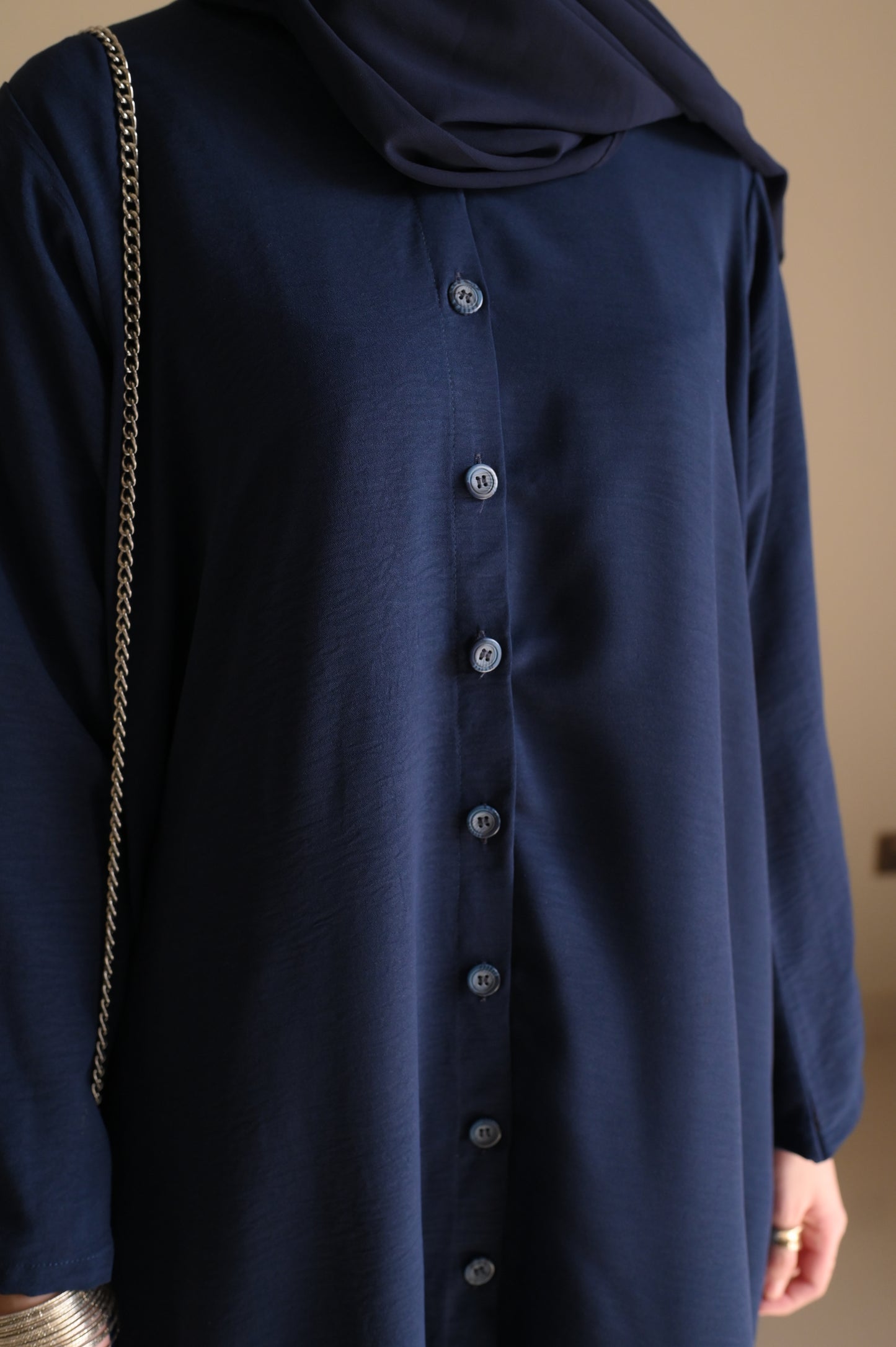 Button Down-Modest Coord Set- Navy Blue