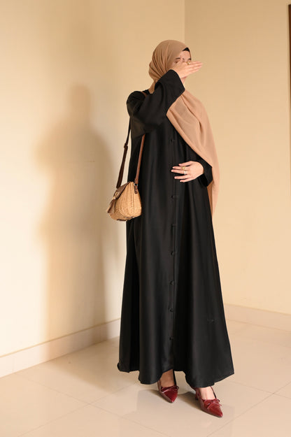 Noir Luxe Staple Abaya- Jet black