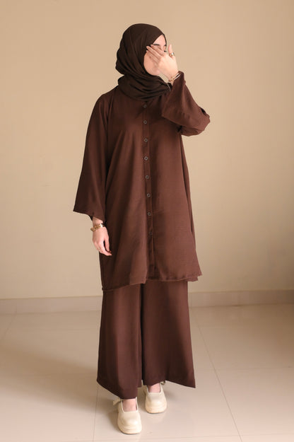 Button Down-Modest Coord Set- Choco