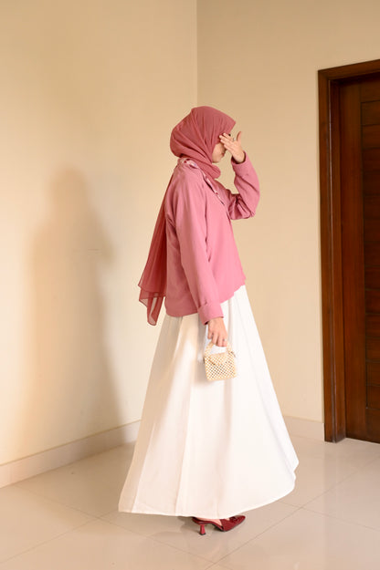 Whispering Petals-Floral Embroidered Half Jacket-  Pink