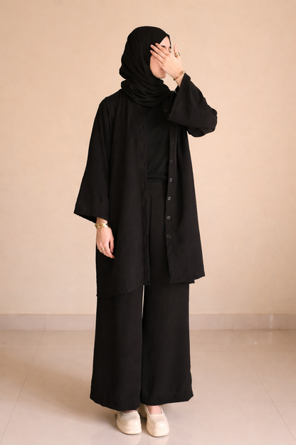 Button Down-Modest Coord Set- Black