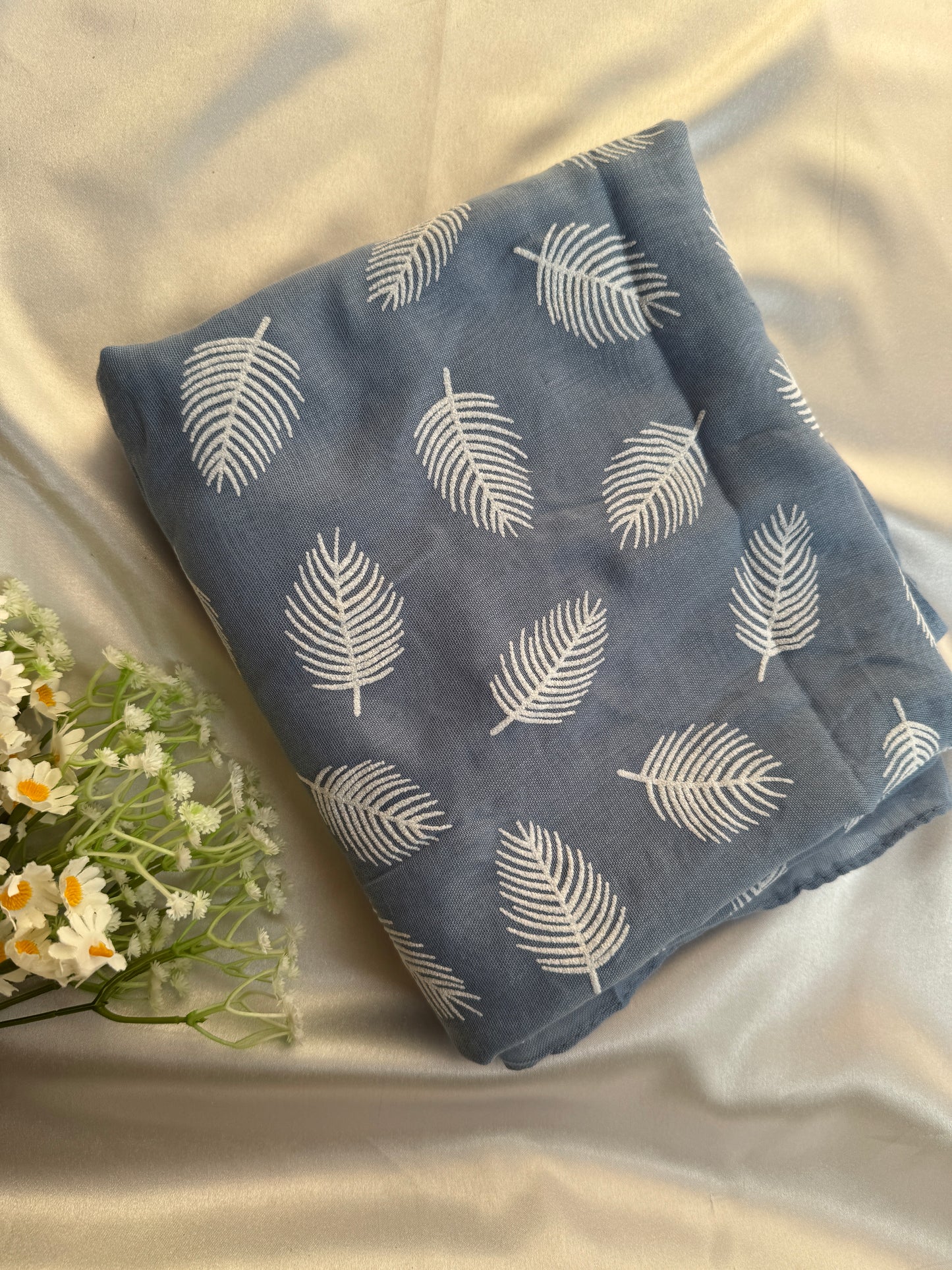 Block Print Feathers- Light Blue