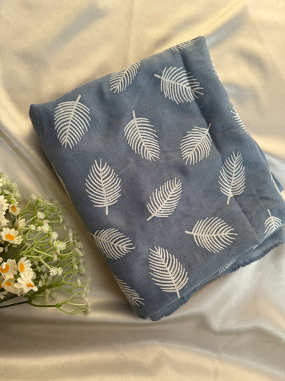 Block Print Feathers- Light Blue