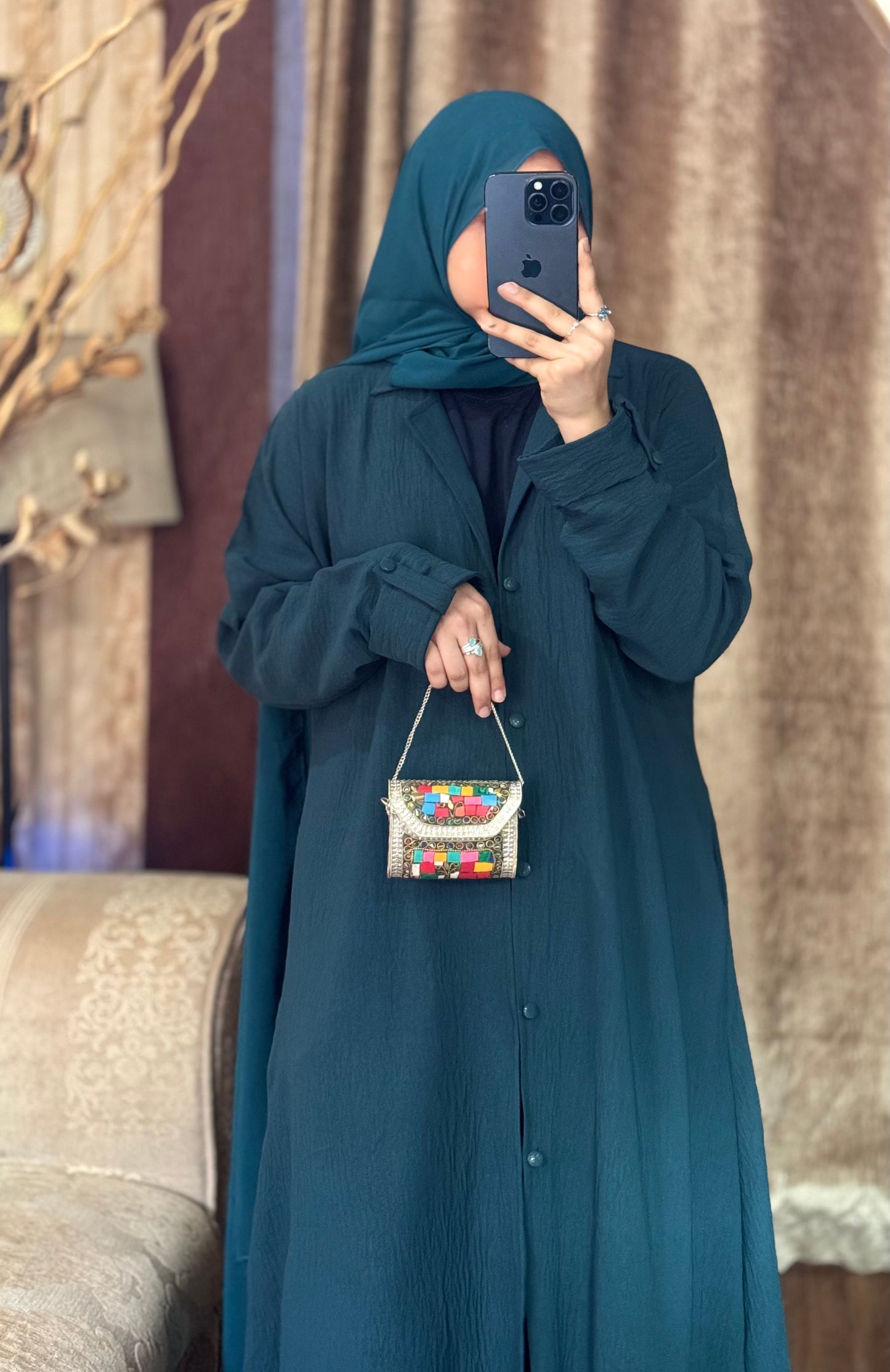 Turkish Staple Coat Abaya- Zinc