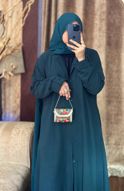 Turkish Staple Coat Abaya- Zinc