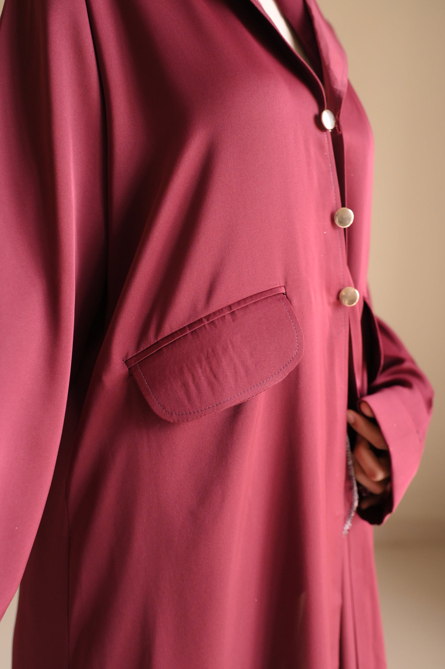 Staple Winter Coat Abaya-Maroon