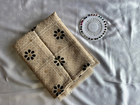 Fancy Floral Grids- Tan