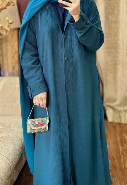 Turkish Staple Coat Abaya- Zinc