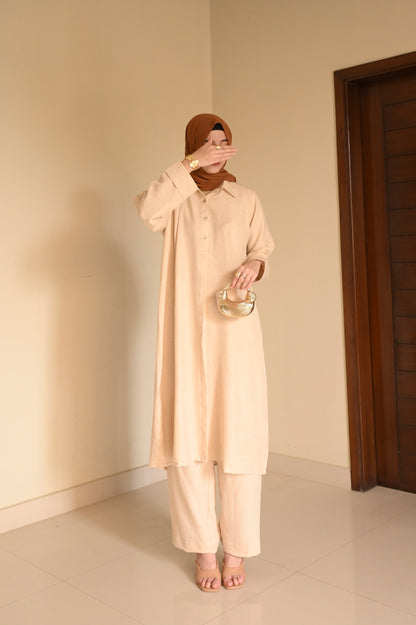 Essence Coord Set- Beige- Crush Linen