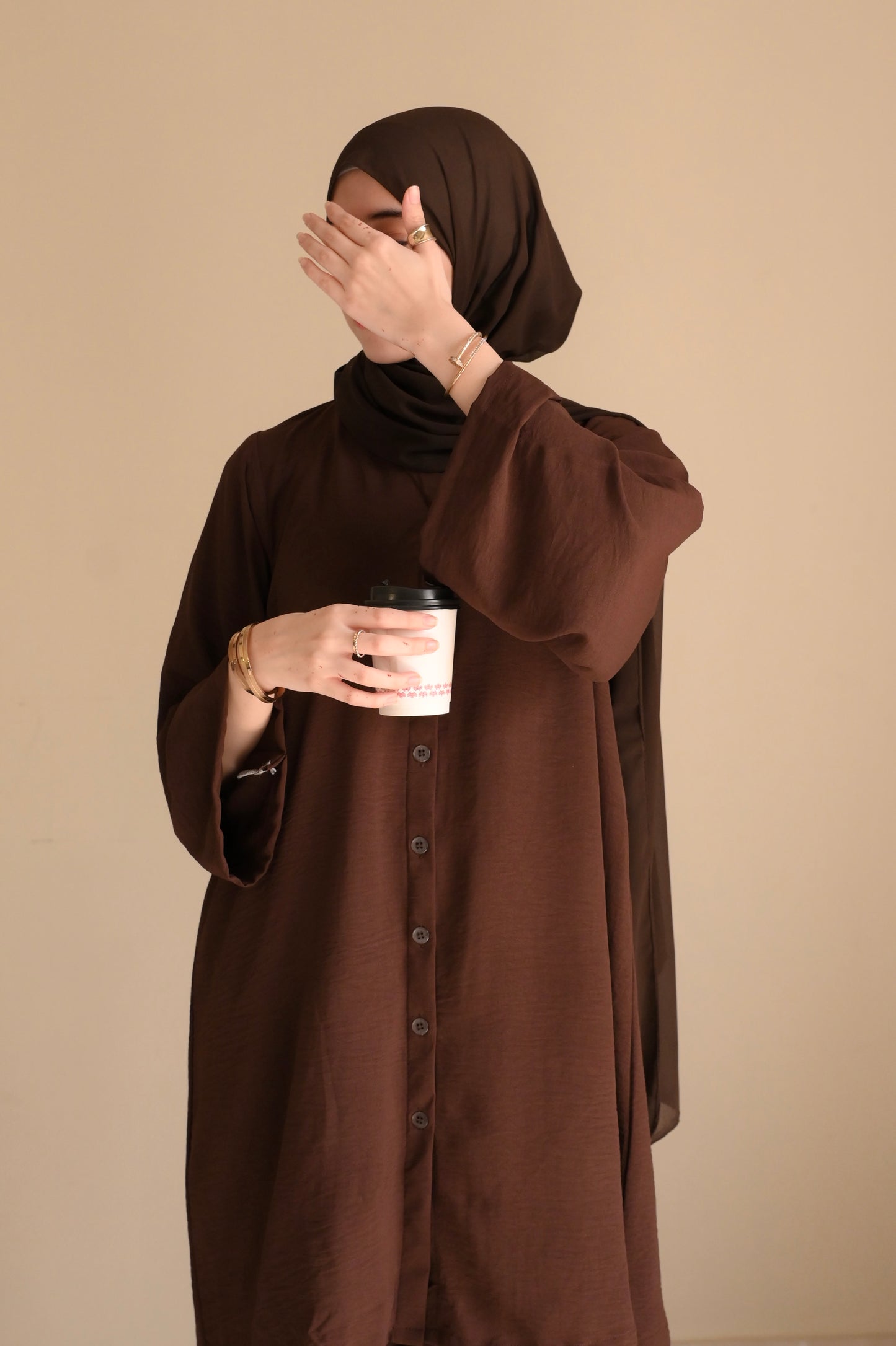 Button Down-Modest Coord Set- Choco