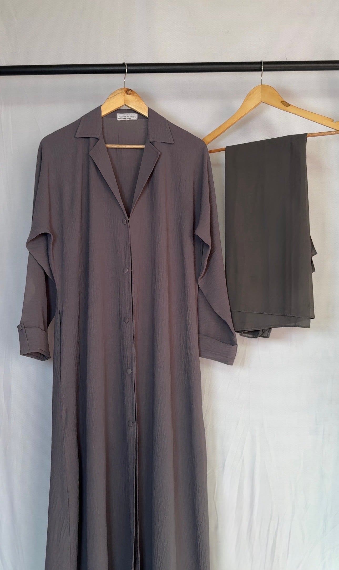 Turkish Staple Coat Abaya- Grey