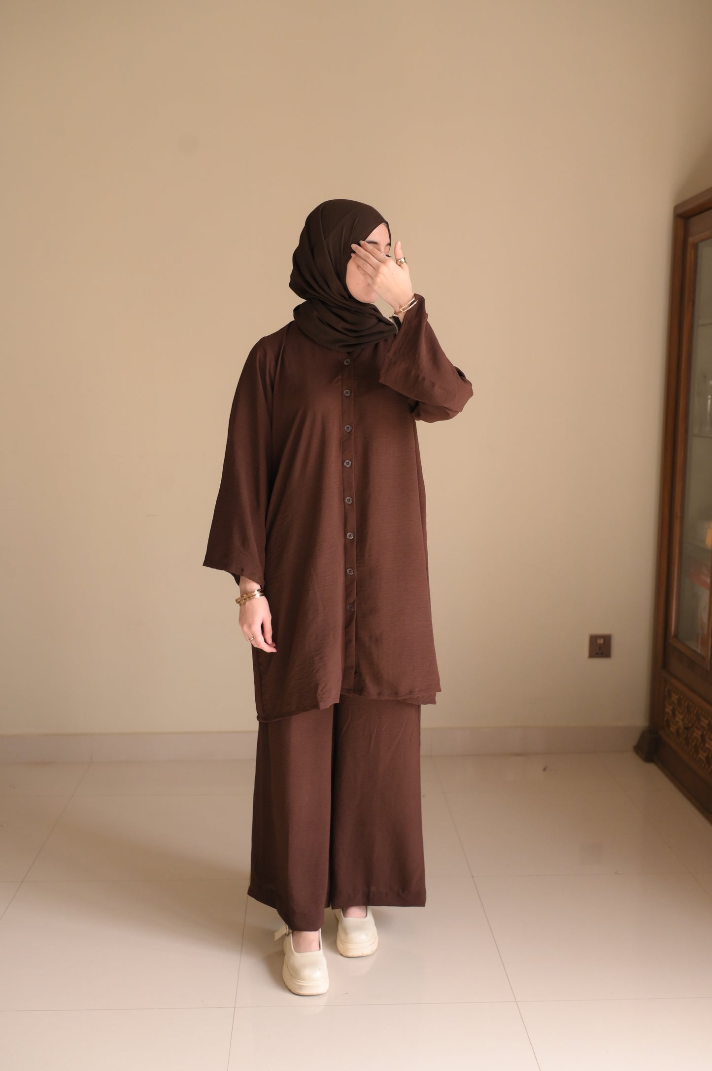 Button Down-Modest Coord Set- Choco