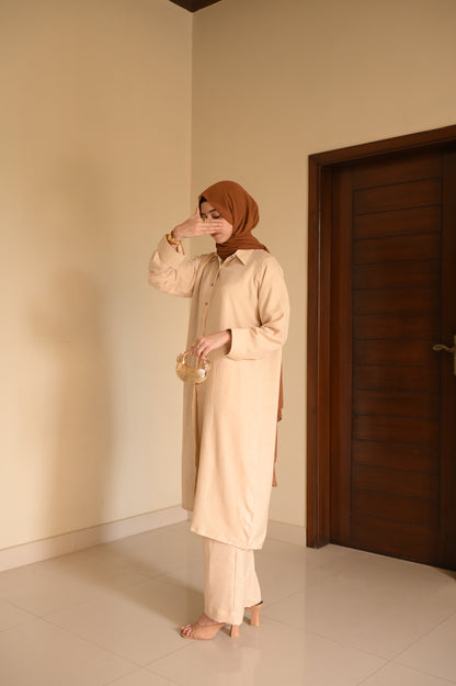 Essence Coord Set- Beige- Crush Linen