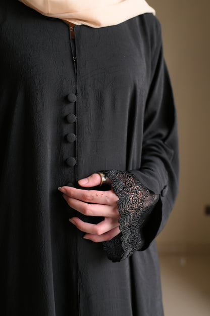 Arwa Luxe Coat Abaya- Black