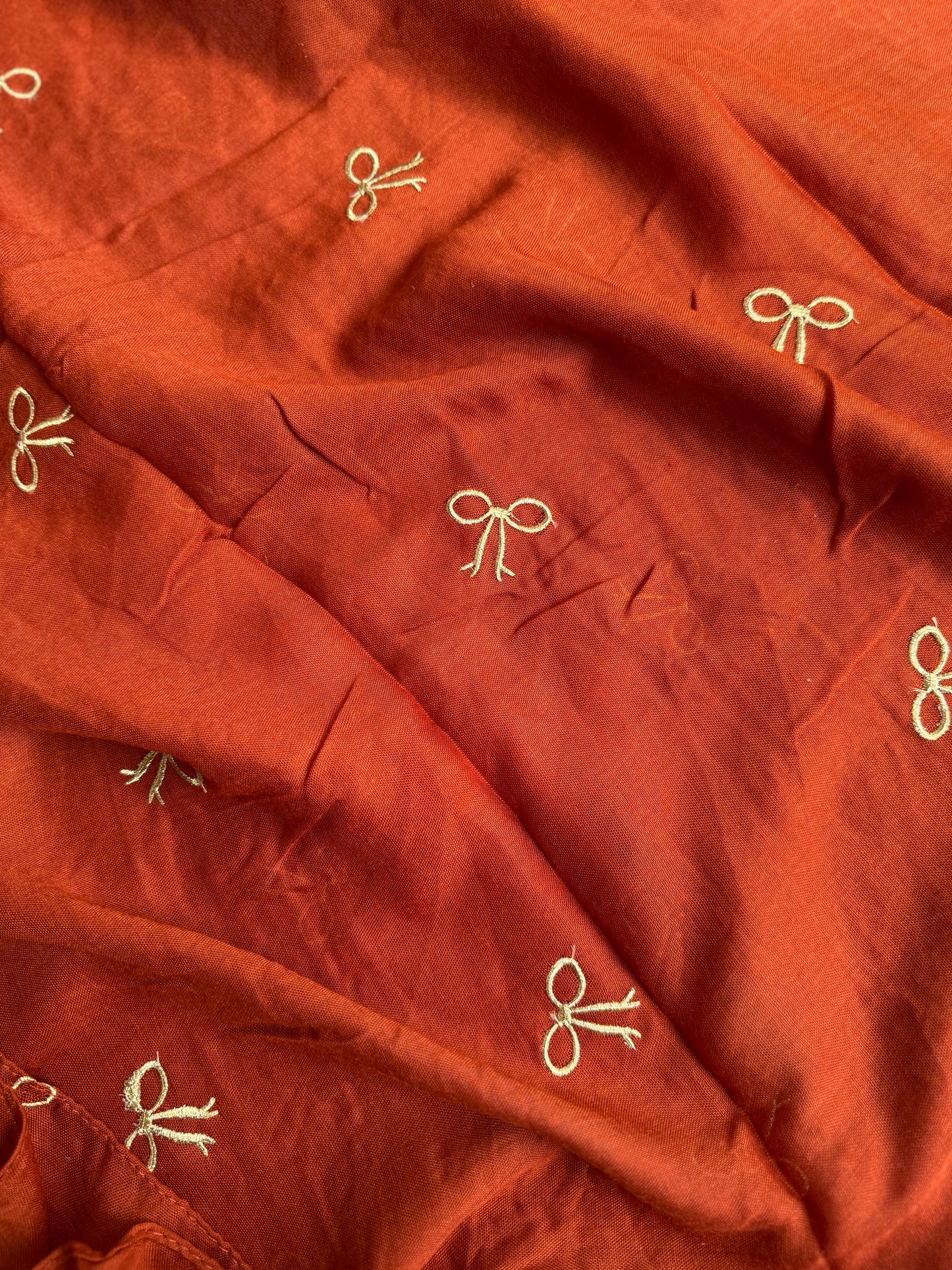 Embroidered Bow Hijabs- Orange Rust