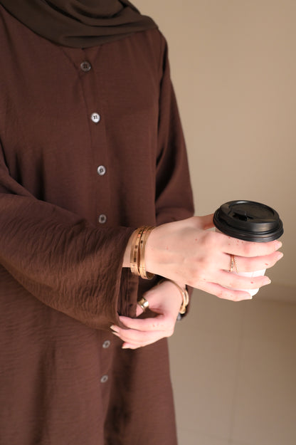 Button Down-Modest Coord Set- Choco