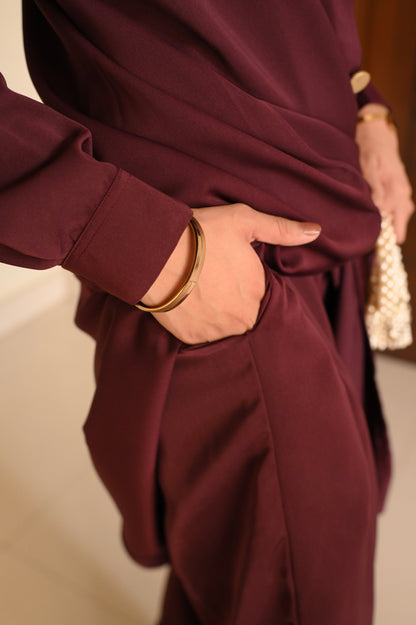 Elara Coord Set- Maroon- Premium Nida