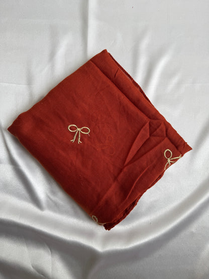 Embroidered Bow Hijabs- Orange Rust