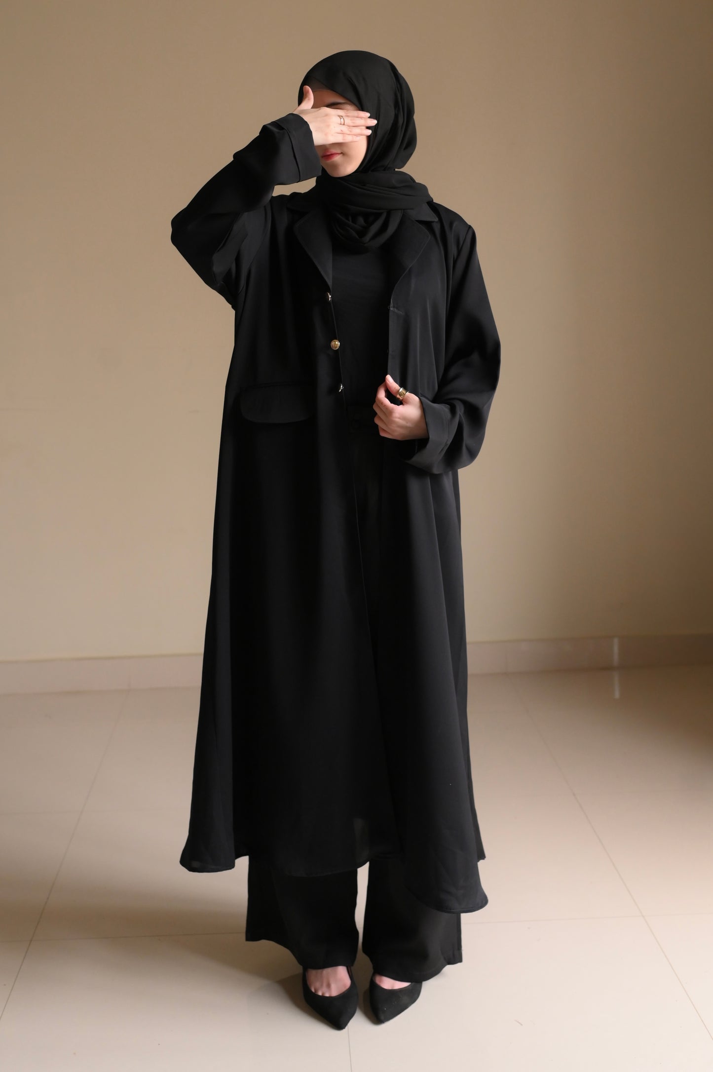 Staple Winter Coat Abaya-Black