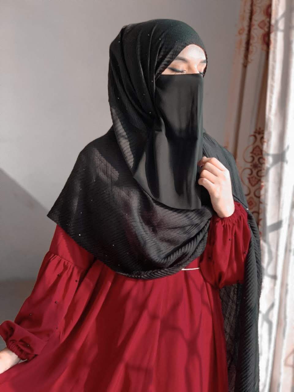 Black Half Niqab- Korean Chiffon