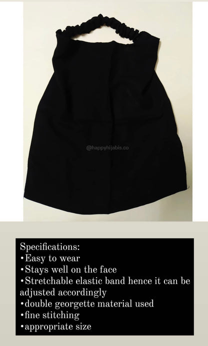 Black Half Niqab- Korean Chiffon